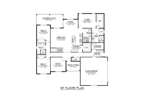 Floor Plan - Main Floor for Farmhouse House Plan #1064-126 - 3 bed, 2.5 bath