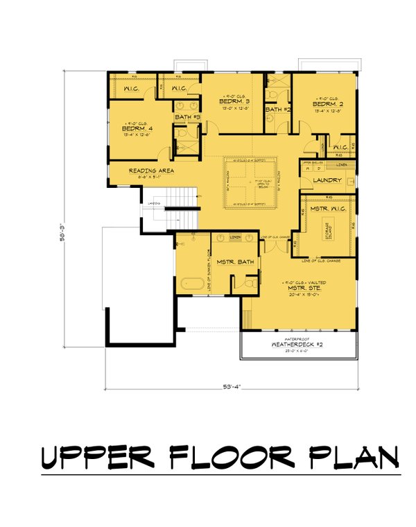 Contemporary Floor Plan - Upper Floor Plan #1066-200