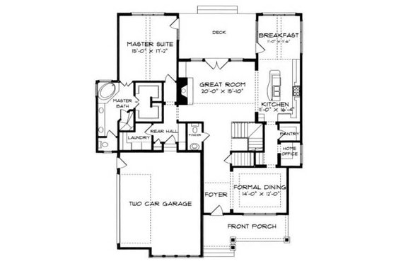 Floor Plan - Main Floor for European House Plan #413-104 - 4 bed, 3 bath