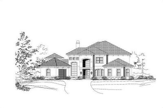 Exterior - Front Elevation for European House Plan #411-499 - 4 bed, 4.5 bath