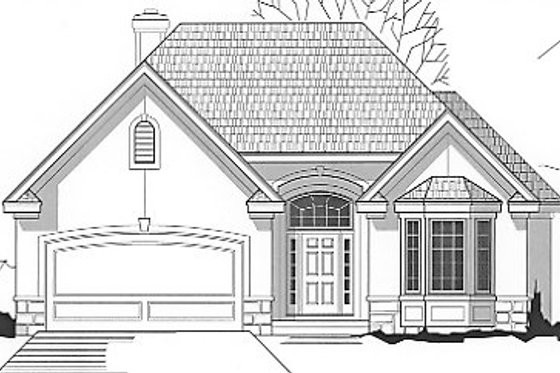 Exterior - Front Elevation for European House Plan #67-346 - 4 bed, 3 bath