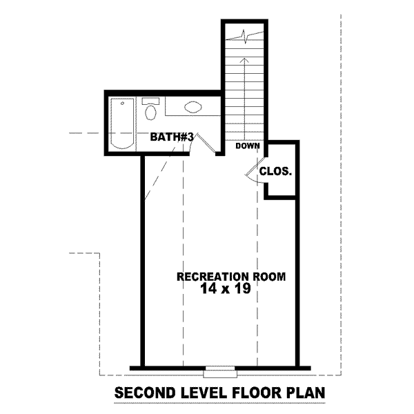 Floor Plan - Upper Floor for European House Plan #81-1547 - 3 bed, 2 bath
