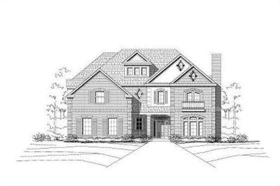 Exterior - Front Elevation for Colonial House Plan #411-591 - 4 bed, 4.5 bath