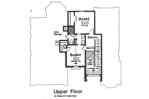 Floor Plan - Upper Floor for European House Plan #310-797 - 3 bed, 2.5 bath