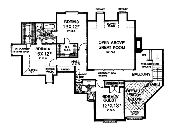 House Design - Country Floor Plan - Upper Floor Plan #310-1138