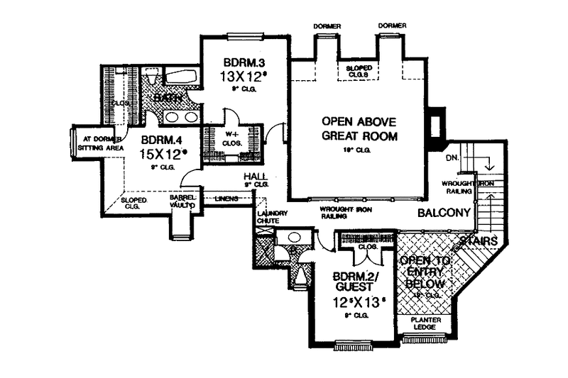 Home Plan - Floor Plan - Upper Floor for Country House Plan #310-1138 - 4 bed, 3.5 bath