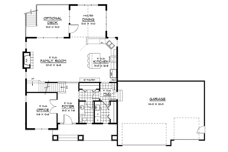 House Blueprint - Floor Plan - Main Floor for European House Plan #51-619 - 4 bed, 2.5 bath