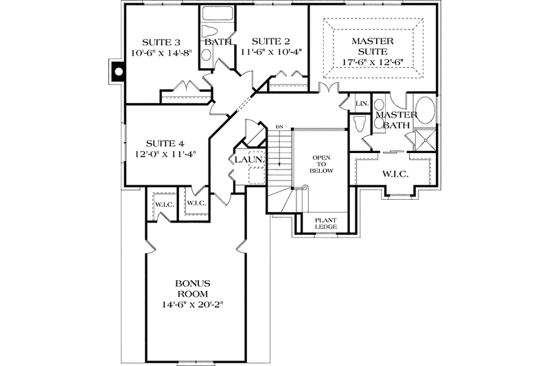 House Blueprint - Floor Plan - Upper Floor for Traditional House Plan #453-343 - 4 bed, 2.5 bath