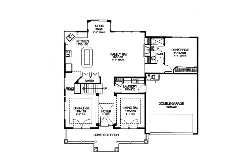 Architectural House Design - Floor Plan - Main Floor for Country House Plan #997-9 - 3 bed, 3 bath