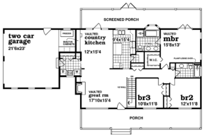 Floor Plan - Main Floor for Ranch House Plan #47-1023 - 3 bed, 2 bath