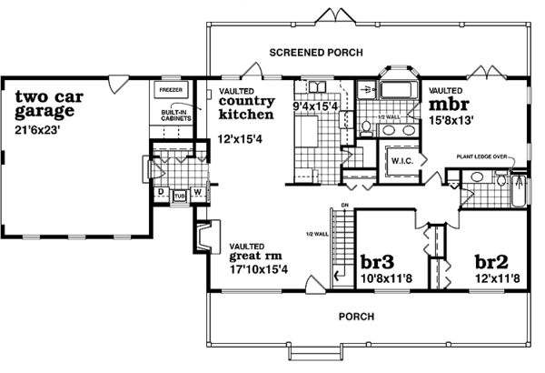 Ranch Floor Plan - Main Floor Plan #47-1023