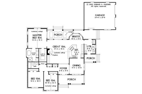 Floor Plan - Main Floor for Ranch House Plan #929-576 - 3 bed, 2 bath