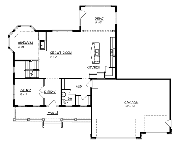 House Plan Design - Classical Floor Plan - Main Floor Plan #320-1000