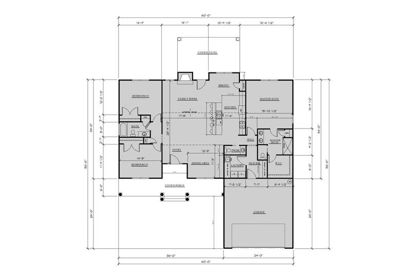House Plan Design - Floor Plan - Main Floor for Ranch House Plan #123-120 - 3 bed, 2.5 bath