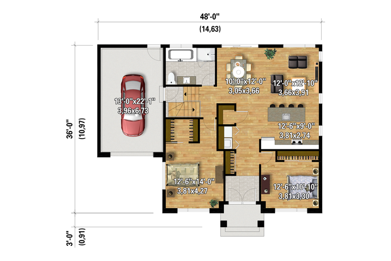 Dream House Plan - Floor Plan - Main Floor for Contemporary House Plan #25-5032 - 2 bed, 1 bath