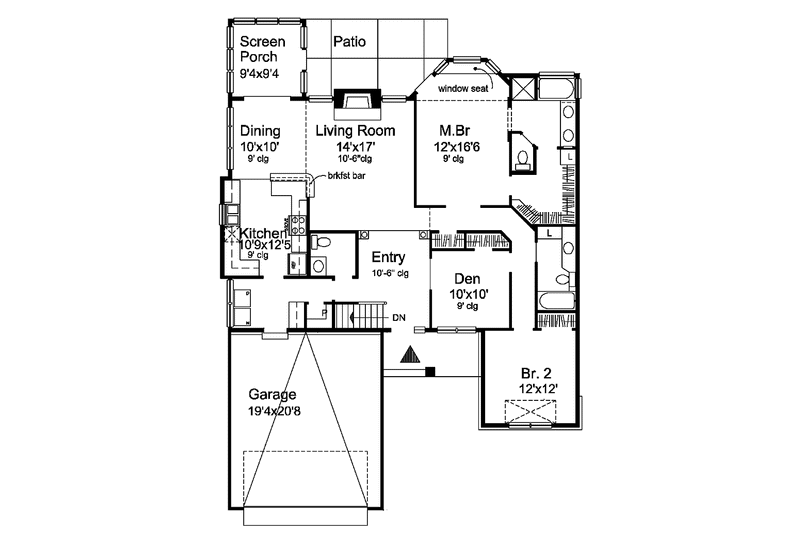 Home Plan - Floor Plan - Main Floor for Ranch House Plan #320-827 - 2 bed, 2.5 bath