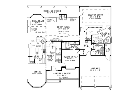 Floor Plan - Main Floor for Country House Plan #17-2677 - 4 bed, 3 bath
