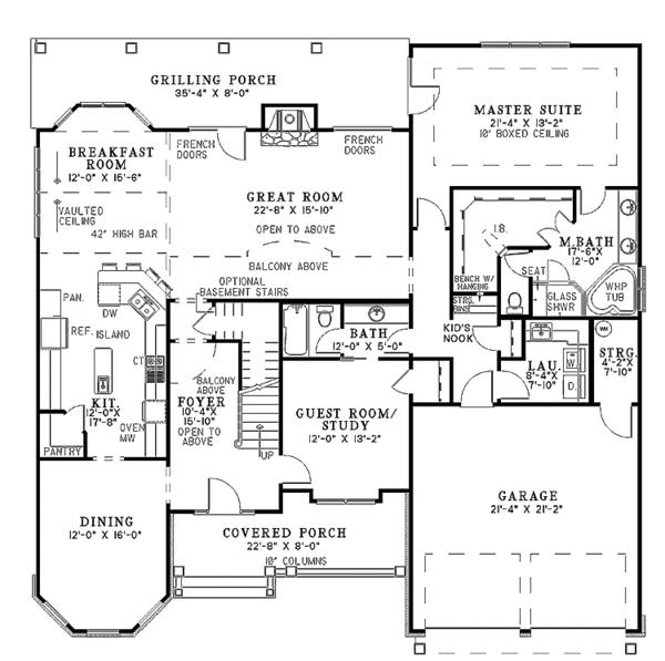 Architectural House Design - Country Floor Plan - Main Floor Plan #17-2677