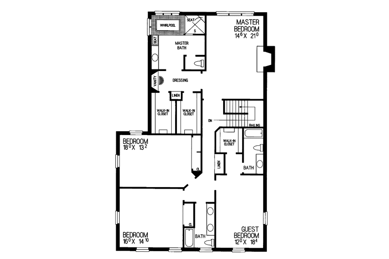 Home Plan - Floor Plan - Upper Floor for Traditional House Plan #72-967 - 4 bed, 3.5 bath