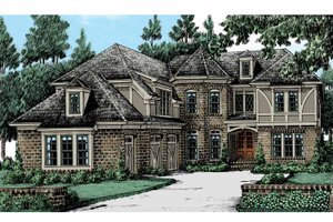 Exterior - Front Elevation 3 for Tudor House Plan #927-423 - 5 bed, 4.5 bath