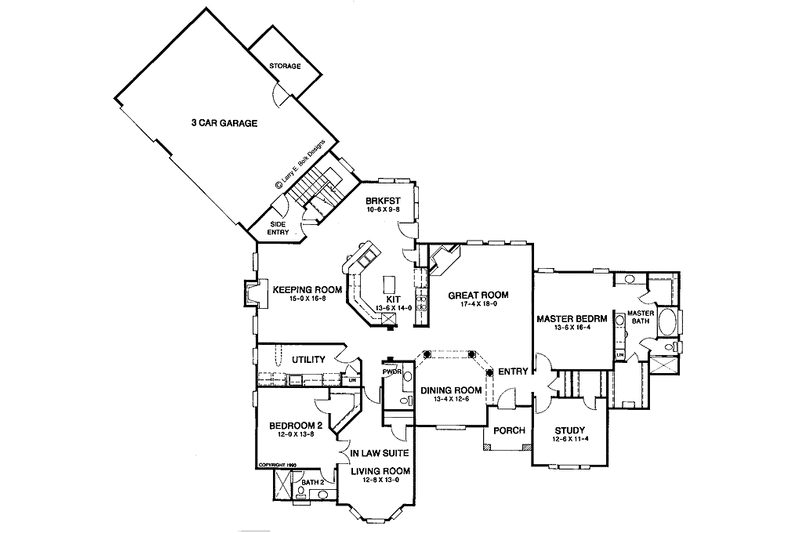 Architectural House Design - Floor Plan - Main Floor for Traditional House Plan #952-32 - 4 bed, 4.5 bath