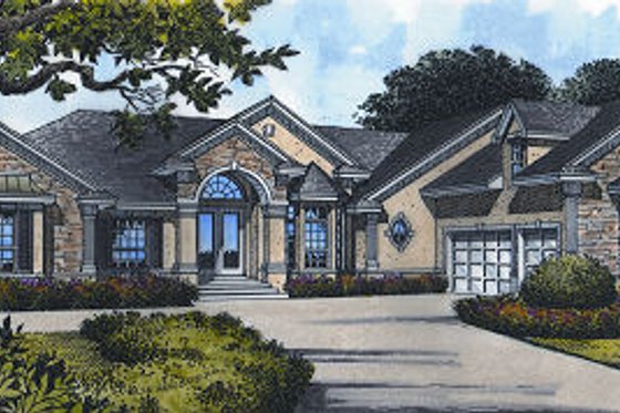 Exterior - Front Elevation for European House Plan #417-329 - 4 bed, 4 bath