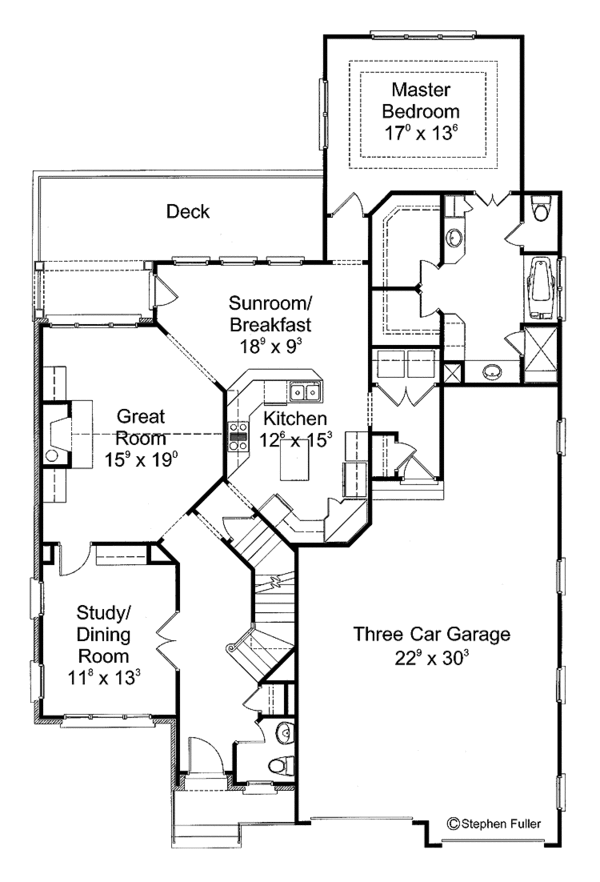 Architectural House Design - Colonial Floor Plan - Main Floor Plan #429-284