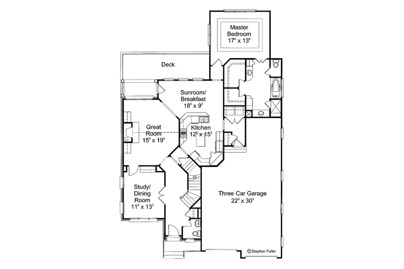 Home Plan - Floor Plan - Main Floor for Colonial House Plan #429-284 - 4 bed, 3.5 bath