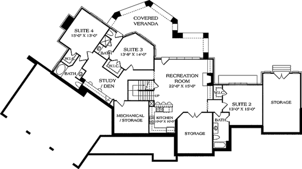 Home Plan - Craftsman Floor Plan - Lower Floor Plan #453-458