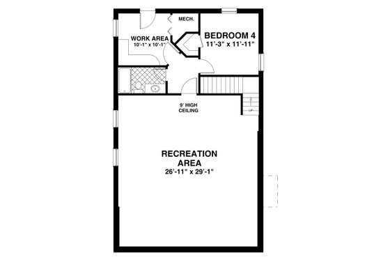Floor Plan - Lower Floor for Craftsman House Plan #56-724 - 4 bed, 3 bath