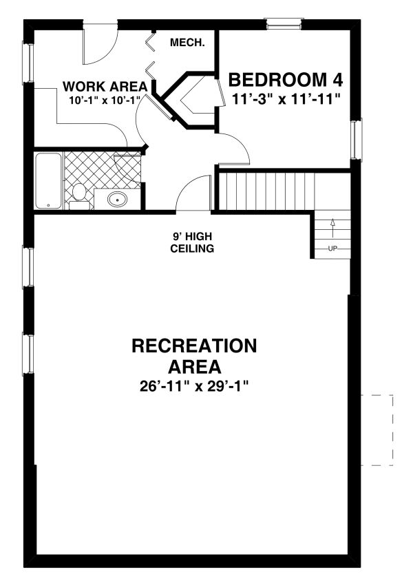 House Blueprint - Craftsman Floor Plan - Lower Floor Plan #56-724
