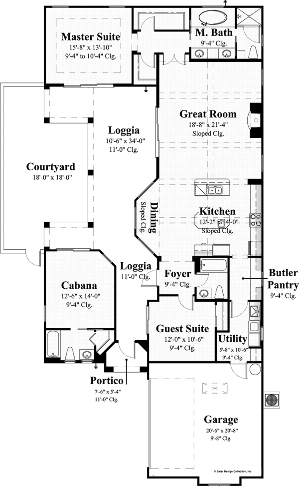 Architectural House Design - Mediterranean Floor Plan - Main Floor Plan #930-433