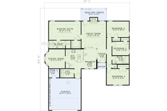 Floor Plan - Main Floor for Traditional House Plan #17-2766 - 4 bed, 2 bath