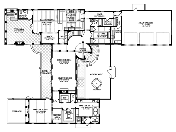 Home Plan - Mediterranean Floor Plan - Main Floor Plan #1058-15