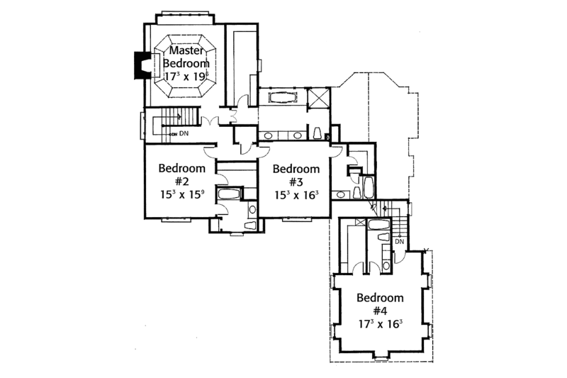House Design - Floor Plan - Upper Floor for European House Plan #429-150 - 4 bed, 4.5 bath