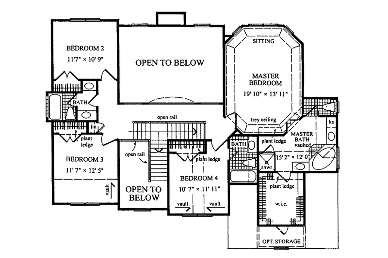 Home Plan - Floor Plan - Upper Floor for Colonial House Plan #54-247 - 4 bed, 4.5 bath