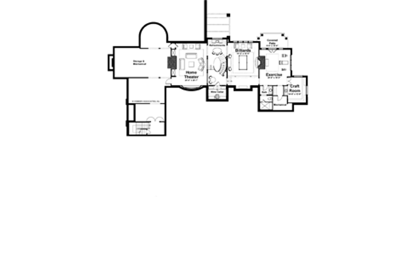Architectural House Design - Floor Plan - Lower Floor for Country House Plan #928-183 - 3 bed, 3 bath