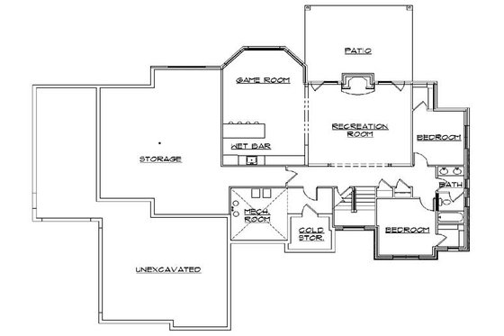 Floor Plan - Lower Floor for Traditional House Plan #5-287 - 5 bed, 3.5 bath