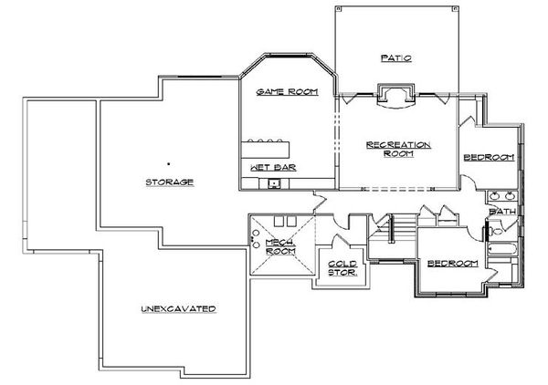 Architectural House Design - Traditional Floor Plan - Lower Floor Plan #5-287