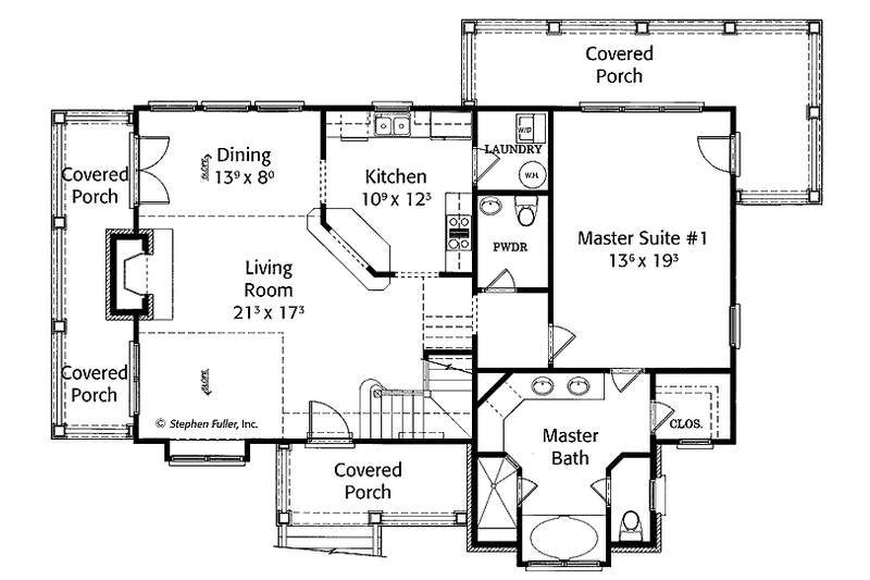 Dream House Plan - Floor Plan - Main Floor for Country House Plan #429-434 - 2 bed, 2.5 bath