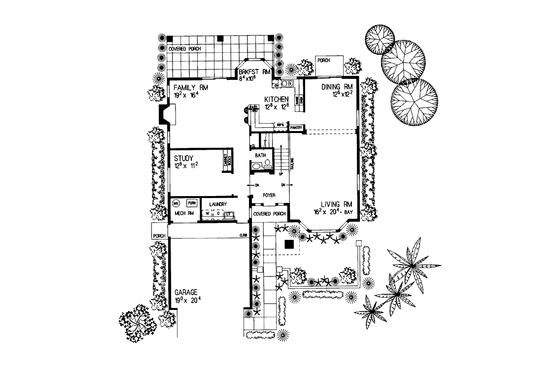 Floor Plan - Main Floor for Mediterranean House Plan #72-920 - 4 bed, 2.5 bath