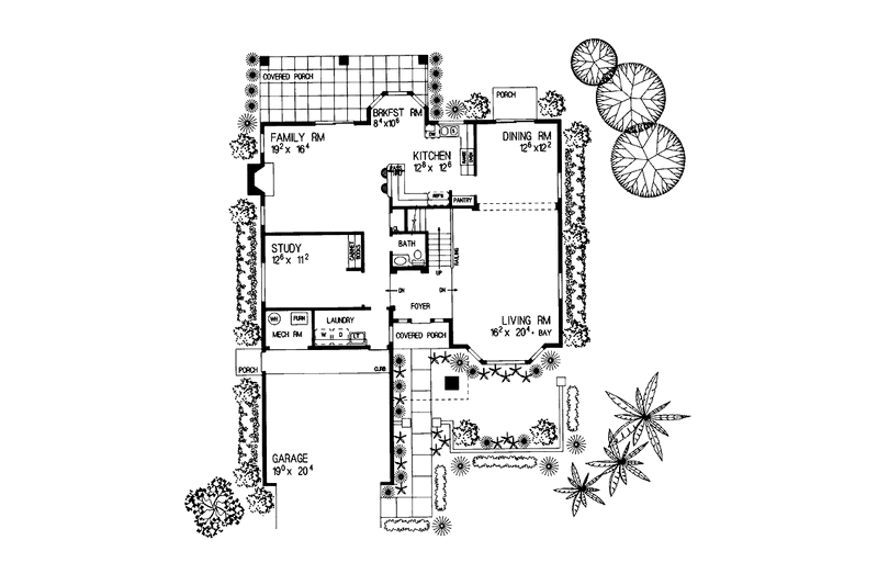 Dream House Plan - Floor Plan - Main Floor for Mediterranean House Plan #72-920 - 4 bed, 2.5 bath
