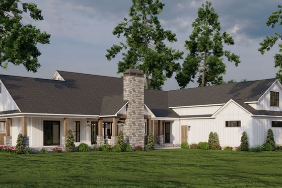 Exterior - Rear Elevation 2 for Farmhouse House Plan #923-393 - 3 bed, 3.5 bath