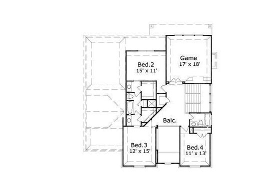 Floor Plan - Upper Floor for European House Plan #411-803 - 4 bed, 3.5 bath