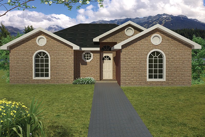 House Blueprint - Exterior - Front Elevation 3 for Ranch House Plan #1061-18 - 3 bed, 2 bath