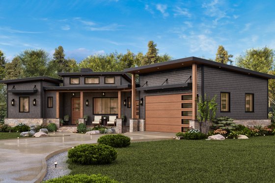Exterior - Front Elevation 7 for Contemporary House Plan #54-679 - 3 bed, 2 bath