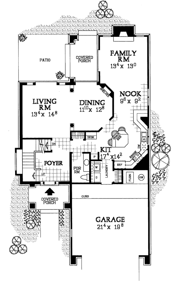 Architectural House Design - Traditional Floor Plan - Main Floor Plan #72-1094