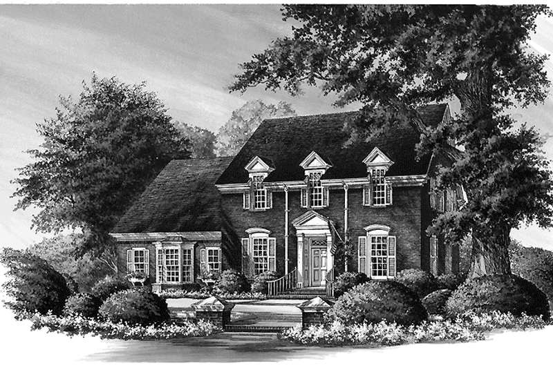 Home Plan - Exterior - Front Elevation 1 for Classical House Plan #137-325 - 4 bed, 3.5 bath