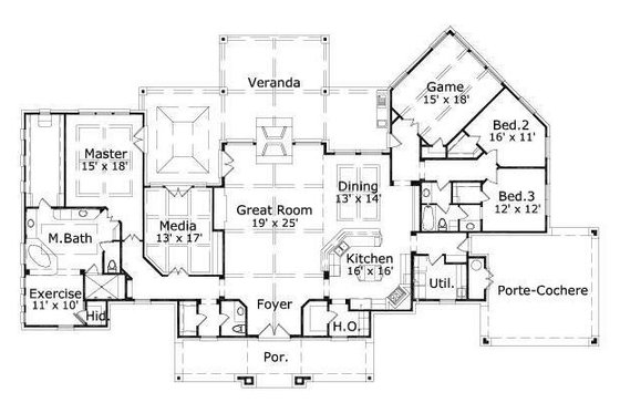 Floor Plan - Main Floor for European House Plan #411-374 - 3 bed, 2.5 bath