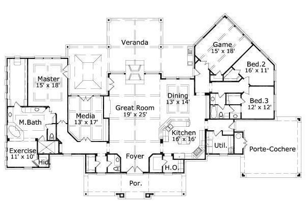 European Floor Plan - Main Floor Plan #411-374